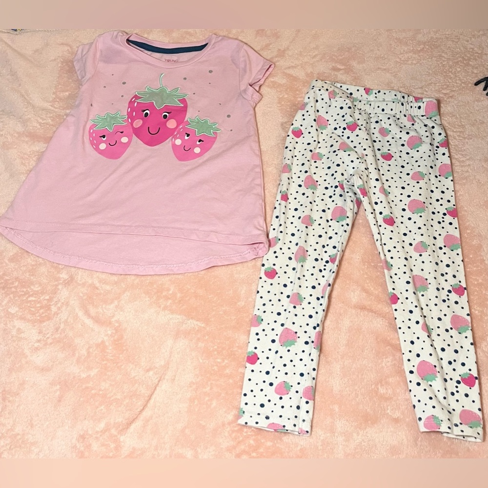 Young and Awesome little girl size 4Y strawberry pant set